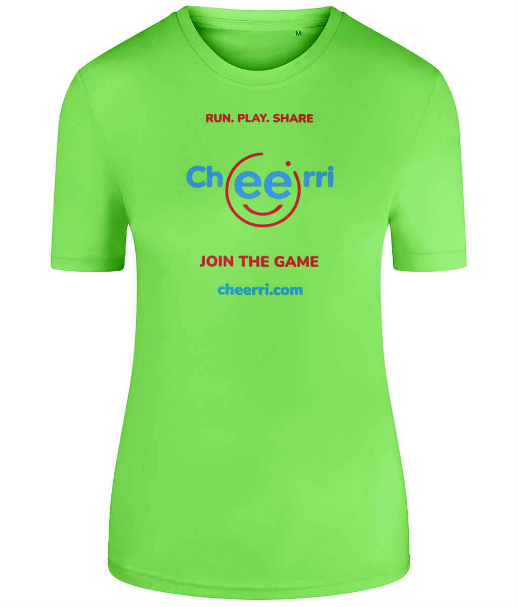 Cheerri Active T-Shirt | Run.Play.Share - Join the Game Edition | Shaped Fit